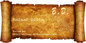 Balsai Ditta névjegykártya